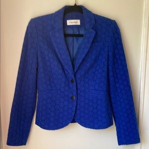 Calvin Klein Women's Blue Patterned Blazer Office Casual Size S